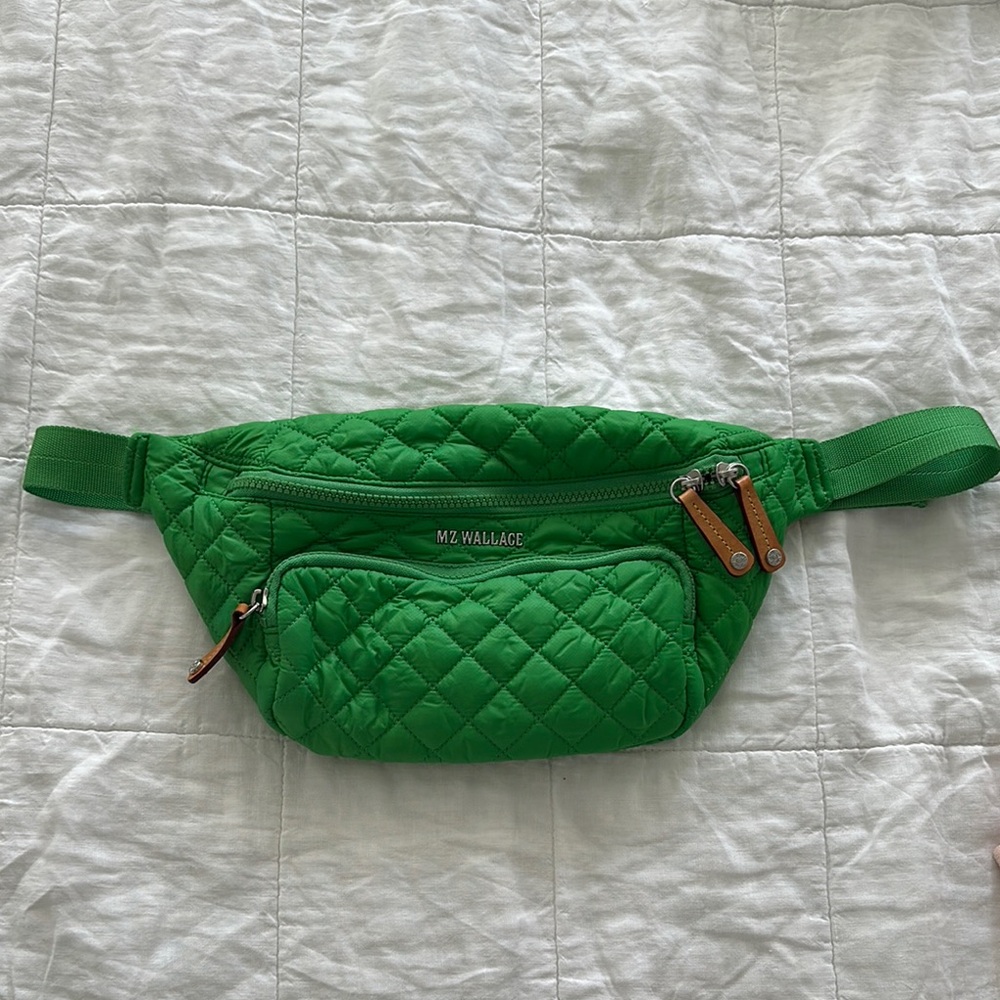 MZ Wallace Metro Sling Quilted Green Belt Bag